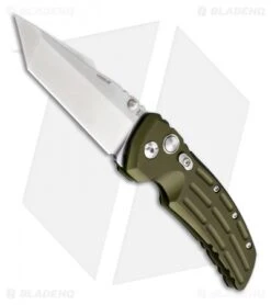 Hogue Knives EX01 Knife OD Green Aluminum Handle Tanto Blade (4" Tumble Plain)