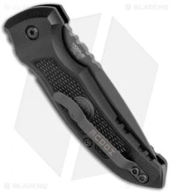 Hogue Knives A01 Microswitch Auto Knife Sig Medallion Drop Point (2.6" Black) -Sharp Knife World Hogue A01 Microswitch Wharncliffe Black Sig Medallion Black 16112 BHQ 100451 jr side