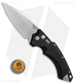 Hogue Knives EX-A05 Spear Point Automatic Knife Black (4" Stonewash) 34510 -Sharp Knife World Hogue Auto Black Spear Point plain BHQ 80665 er bottlecap