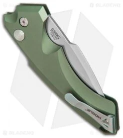 Sharp Knife World -Sharp Knife World Hogue Auto OD Green Spear Point Plain BHQ 80666 er side