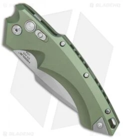 Hogue Knives EX-A05 Spear Point Automatic Knife OD Green (4" Stonewash) 34511 -Sharp Knife World Hogue Auto OD Green Spear Point Plain BHQ 80666 er spine
