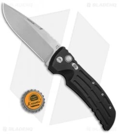 Hogue EX-A01 Automatic Drop Point Knife Black Aluminum (4" Stonewash) 34116 7 Hogue EX-A01 Automatic Drop Point Knife Black Aluminum (4" Stonewash) 34116 -Sharp Knife World Hogue EX A01 DP Black Alum SW 34116 BHQ 68017 jr bottlecap