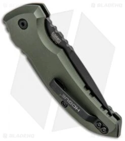 Hogue Knives A01 Microswitch Automatic Knife OD Green (2.6" Black) 24111 -Sharp Knife World Hogue Knives A01 Microswitch Auto OD Green Black 24111 BHQ 95382 jr side