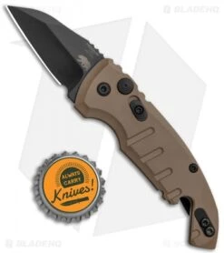 Hogue Knives CA Legal A01 Microswitch Wharncliffe Auto Knife FDE (1.8" Black) -Sharp Knife World Hogue Knives CA Legal A01 Microswitch Wharncliffe FDE Black BHQ 79826 jr bottlecap