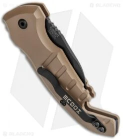 Hogue Knives CA Legal A01 Microswitch Wharncliffe Auto Knife FDE (1.8" Black) -Sharp Knife World Hogue Knives CA Legal A01 Microswitch Wharncliffe FDE Black BHQ 79826 jr side