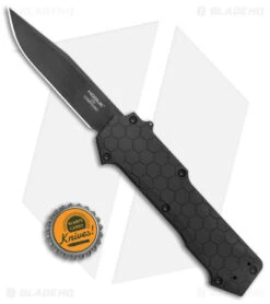 Hogue Knives Compound OTF Auto Knife Clip Point Black W/ Tritium (3.5" Black) -Sharp Knife World Hogue Knives Compound OTF Auto CP Black Black BHQ 139562 jr bottlecap