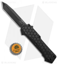 Hogue Knives Compound OTF Automatic Knife Tanto Black (3.5" Black) 34026 -Sharp Knife World Hogue Knives Compound OTF Auto Tanto Black Black 34026 BHQ 93911 jr bottlecap