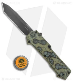 Hogue Knives Compound Tanto OTF Automatic Knife Green G-Mascus (3.5" Black) 7 Hogue Knives Compound Tanto OTF Automatic Knife Green G-Mascus (3.5" Black) -Sharp Knife World Hogue Knives Compound OTF Tanto Auto Green G Mascus Black BHQ 93913 jr bottlecap