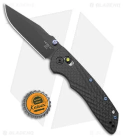Hogue Knives Deka Clip Point Knife Black Carbon Fiber (3.25" Black DLC 20CV) -Sharp Knife World Hogue Knives Deka CP CF Black BHQ 176981 jr bottlecap