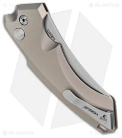 Hogue Knives EX-A05 Wharncliffe Automatic Knife FDE (4" Stonewash) 34504 -Sharp Knife World Hogue Knives EX A05 Wharncliffe 4in Auto FDE SW 34504 BHQ 100446 jr side