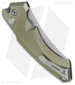 Hogue Knives EX-A05 Wharncliffe Automatic Knife OD Green (4" Stonewash) 34501 -Sharp Knife World Hogue Knives EX A05 Wharncliffe 4in Auto OD Green SW 34501 BHQ 100445 jr side