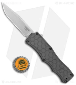 Hogue Knives Exploit OTF Automatic Knife Clip Point Gray (3.5" Stonewash) 34052 -Sharp Knife World Hogue Knives Exploit OTF Auto CP Gray SW BHQ 93910 jr bottlecap