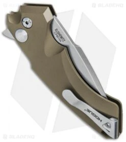 Hogue Knives X5 Spear Point Flipper Knife FDE (3.5" Stonewash) 34574 -Sharp Knife World Hogue Knives X 5 SP FDE SW 3.5in 34574 BHQ 81371 jr side