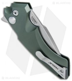 Hogue Knives X5 Spear Point Flipper Knife Green (3.5" Stonewash) 34571 -Sharp Knife World Hogue Knives X 5 SP Flipper OD Green SW 3.5 34571 BHQ 81370 jr side