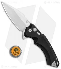 Hogue Knives X5 Spear Point Flipper Knife Black Aluminum (4" Stonewash) 34550 -Sharp Knife World Hogue Knives X5 SP Flipper Black Alum SW 34550 EXLRSR BHQ 95612 jr bottlecap