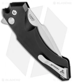 Hogue Knives X5 Spear Point Flipper Knife Black Aluminum (4" Stonewash) 34550 -Sharp Knife World Hogue Knives X5 SP Flipper Black Alum SW 34550 EXLRSR BHQ 95612 jr side