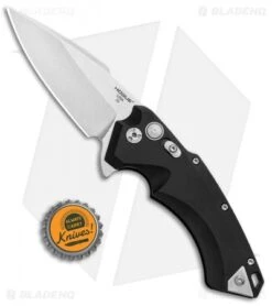 Hogue Knives X5 Flipper Knife Black Aluminum (3.5" Stonewash) 34570 -Sharp Knife World Hogue Knives X5 SP Flipper Black Alum SW 34570 EXLRSR BHQ 95608 jr bottlecap
