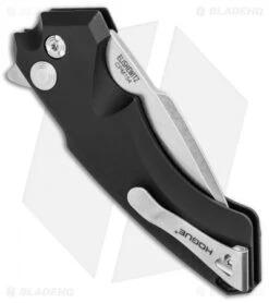 Hogue Knives X5 Flipper Knife Black Aluminum (3.5" Stonewash) 34570 -Sharp Knife World Hogue Knives X5 SP Flipper Black Alum SW 34570 EXLRSR BHQ 95608 jr side