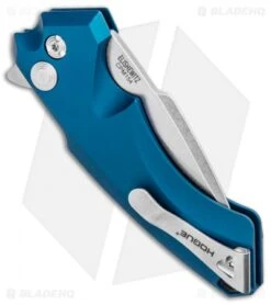 Hogue Knives X5 Flipper Knife Blue Aluminum (3.5" Stonewash) 34573 -Sharp Knife World Hogue Knives X5 SP Flipper Blue Aluminum SW 34573 EXLRSR BHQ 95533 jr side