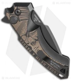 Hogue Knives/Outlaw Ordnance X5 Flipper Knife Class Barbershop (3.5" Black) -Sharp Knife World Hogue Knives X5 Spear Point Flipper Knife 3.25in Working Class Barbershop 34594 EXLBHQ BHQ 107279 LS Side