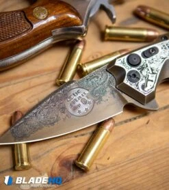 Hogue Knives/Outlaw Ordnance/Manspot X5 Automatic Knife (4" Bronze) Exclusive -Sharp Knife World Hogue Knives X5 Spear Point Flipper Knife Bronze Manspot Exclusive BHQ 105684 kp 38 special web