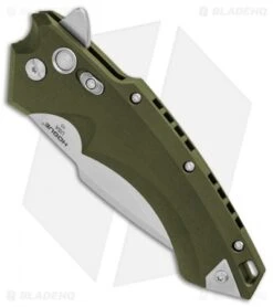 Hogue Knives X5 Spear Point Flipper Knife OD Green (4" Stonewash) 34551 -Sharp Knife World Hogue Knives X5 Spear Point Flipper OD Green SW BHQ 81366 er spine