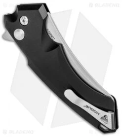 Hogue Knives X5 Wharncliffe Flipper Knife Black Aluminum (4" Stonewash) 34540 -Sharp Knife World Hogue Knives X5 Wharncliffe Flipper Black Alum SW 34540 EXLRSR BHQ 95614 jr side