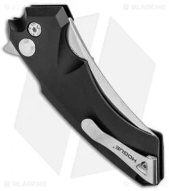 Hogue Knives X5 Wharncliffe Flipper Knife Black Aluminum (3.5" Stonewash) 34560 -Sharp Knife World Hogue Knives X5 Wharncliffe Flipper Black Alum SW 34560 EXLRSR BHQ 95611 jr side