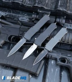 Hogue Mini Incursion D/E OTF Automatic Knife Gray Aluminum (3" Black) 54072 -Sharp Knife World Hogue Mini Incursion D E OTF Automatic Knife Black Aluminum Tumble 54070 BHQ0 108438 kp gunz web 2