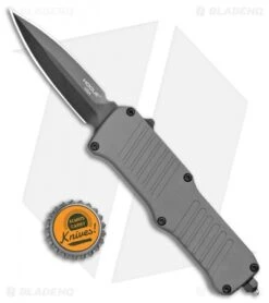 Hogue Mini Incursion D/E OTF Automatic Knife Gray Aluminum (3" Black) 54072 -Sharp Knife World Hogue Mini Incursion DE OTF Auto Gray Alum Black 54072 EXLKRL BHQ 108440 jr bottlecap
