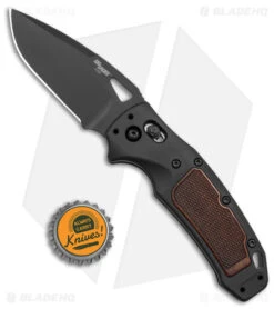 Hogue Sig K320 Classic AXG Drop Point Knife Black Aluminum + Walnut (3.5" Black) -Sharp Knife World Hogue Sig K320 Classic AXG DP Black Aluminum Walnut Black BHQ 140232 jr bottlecap