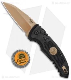 Hogue Sig Sauer A01 Microswitch Automatic Knife Wharncliffe (2.6" FDE) -Sharp Knife World Hogue Sig Sauer A01 Microswitch Auto Wharncliffe FDE 16100 BHQ 102933 jr bottlecap