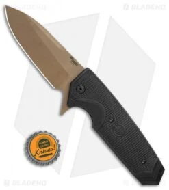 Hogue Sig Sauer EX-02 Spear Point Flipper Knife Black G-10 (3.75" FDE) -Sharp Knife World Hogue Sig Sauer EX 02 SP Flipper Black G 10 FDE BHQ 82359 jr bottlecap