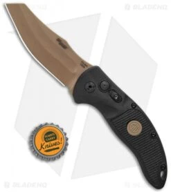 Hogue Sig Sauer EX-A04 Wharncliffe Automatic Knife Black G-10 (3.5" FDE) 36420 -Sharp Knife World Hogue Sig Sauer EX A04 Wharncliffe Auto Black G 10 FDE 36420 BHQ 84597 jr bottlecap