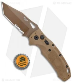 Hogue Sig K320A Automatic Tanto Knife Coyote Polymer (3.5" Tan Serrated) -Sharp Knife World Hogue Sig k320A Tactical Auto Coyote Polymer Tanto Serr Tan BHQ 117427 jr bottlecap