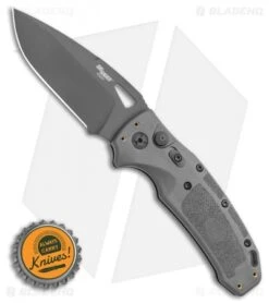 Hogue Sig K320A Tactical Automatic Knife Grey Polymer DP (3.5 Black) -Sharp Knife World Hogue Sig k320A Tactical Automatic Knife Grey Polymer DP 3.5 Black BHQ 117425 LS Bottlecap