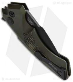Hogue Knives X5 Spear Point Flipper Knife OD Green G-Mascus (3.5" Black) 5 Hogue Knives X5 Spear Point Flipper Knife OD Green G-Mascus (3.5" Black) -Sharp Knife World Hogue X 5 Spear Point OD Green G Mascus Black 3.5in BHQ 49337 jr side