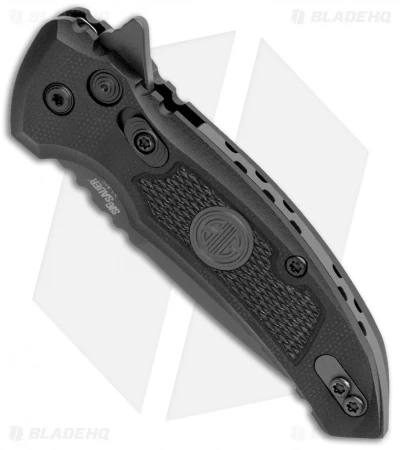 Hogue X1 Microflip Drop Point Flipper Knife Black Sig Medallion (2.6" Gray) 2 Hogue X1 Microflip Drop Point Flipper Knife Black Sig Medallion (2.6" Gray) - Image 2