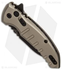 Hogue X1 Microflip Wharncliffe Flipper Knife Matte FDE (2.6" Black) 24167 -Sharp Knife World Hogue X1 Microflip Wharncliffe Matte FDE Black BHQ 84473 er spine