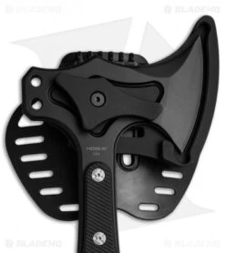 Hogue Knives 14" EX-T01 Tomahawk Axe Black G-10 -Sharp Knife World hogue knives 14in ex t01 tomahawk axe black 35779 ex t01 BHQ 37158 er sheath closeup